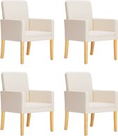 Decoways - Eetkamerstoelen 4 st kunstleer crème