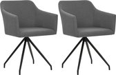 Decoways - Eetkamerstoelen draaibaar 2 stuks stof lichtgrijs