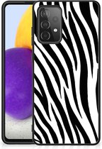 Smartphone Hoesje Samsung Galaxy A72 (5G/4G) Trendy Telefoonhoesjes met Zwarte rand Zebra