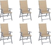 Decoways - Tuinstoelen 6 stuks verstelbaar met kussens massief acaciahout