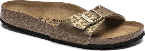 Birkenstock – Madrid BS – Panterprint Slippers – 39 – Goud