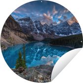 Tuincirkel Schemering bij het Canadese Moraine Lake - 120x120 cm - Ronde Tuinposter - Buiten XXL / Groot formaat!