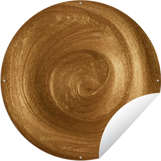 Tuincirkel Een vortex in goudkleurige verf - 120x120 cm - Ronde Tuinposter - Buiten XXL / Groot formaat!