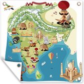 Tuinposters Een illustratie van de kaart van de India in cartoon stijl - 50x50 cm - Tuindoek - Buitenposter