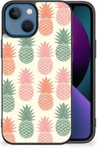 GSM Hoesje Geschikt voor Apple iPhone 13 Siliconen Hoesje met Zwarte rand Ananas