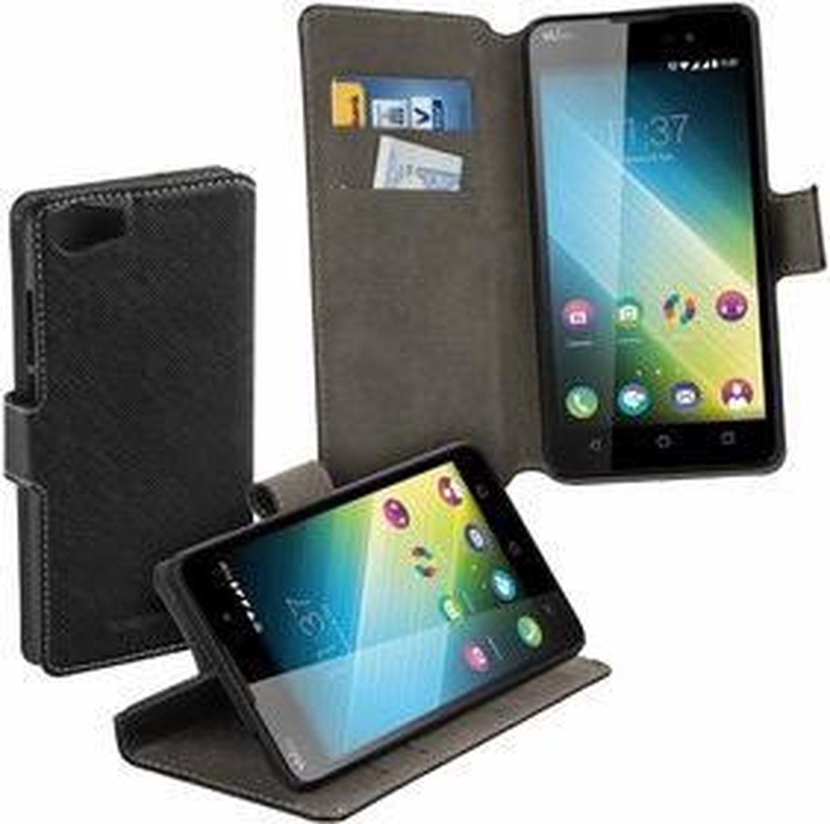 HC zwart book case style Wiko Lenny 2 wallet cover
