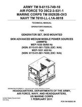 Army TM 9-6115-749-10 Technical Manual Operator's Manual for Generator Set, Skid Mounted 5KW Advanced Medium Mobile Power Sources (AMMPS) MEP-1030 50/60 Hz