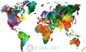 Schilderij - Wereldkaart in kleuren, multikleur, 3 maten , Wanddecoratie , Premium print