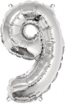 XL cijferballon 100 cm zilver nummer 9 | nummerballon | nummer ballon | cijfer ballon