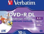Verbatim 43665 DVD+R Double Layer Wide Inkjet Printable Schijven