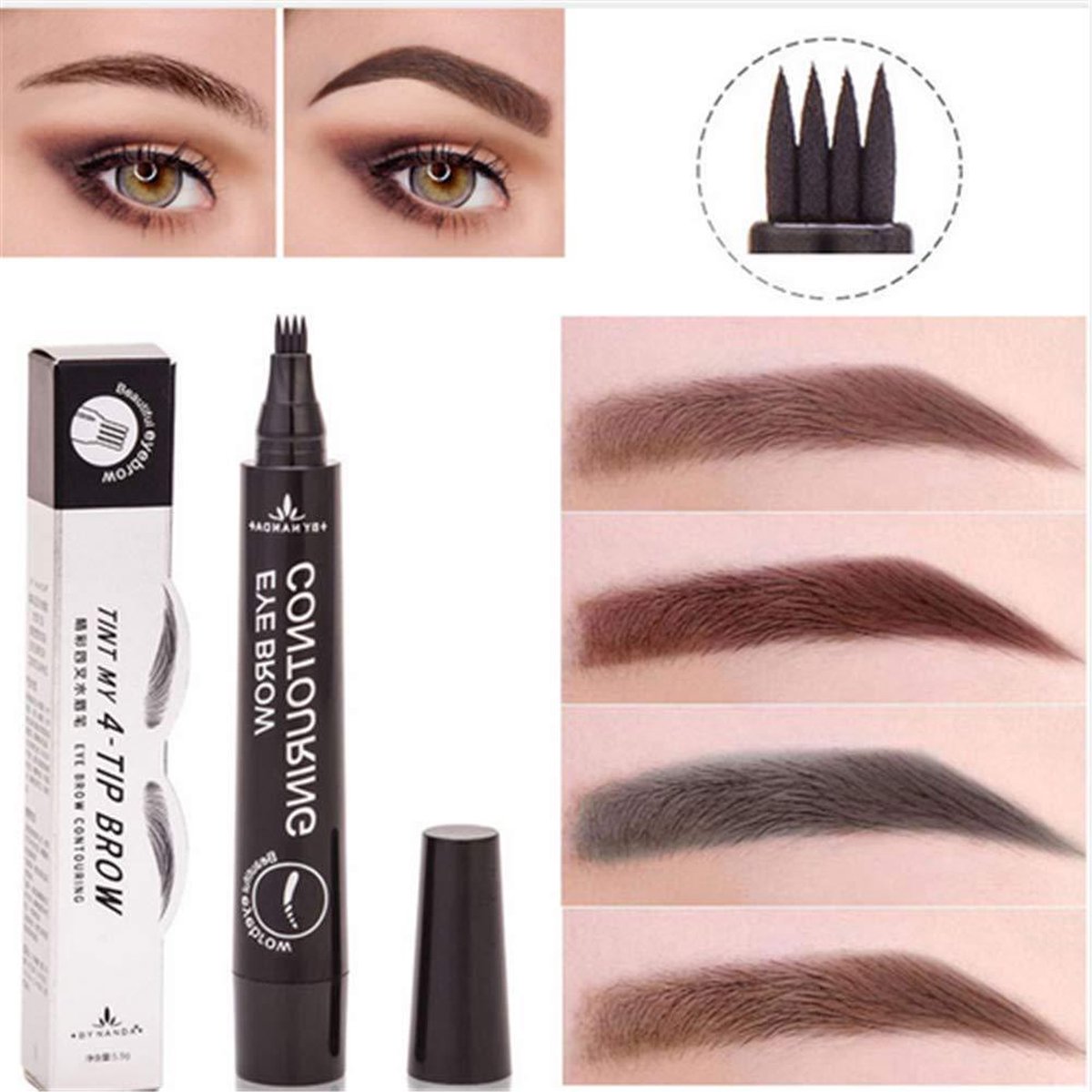 Tattoo Wenkbrauw Pen Waterproof Microblading Eyebrow Pen Zwart