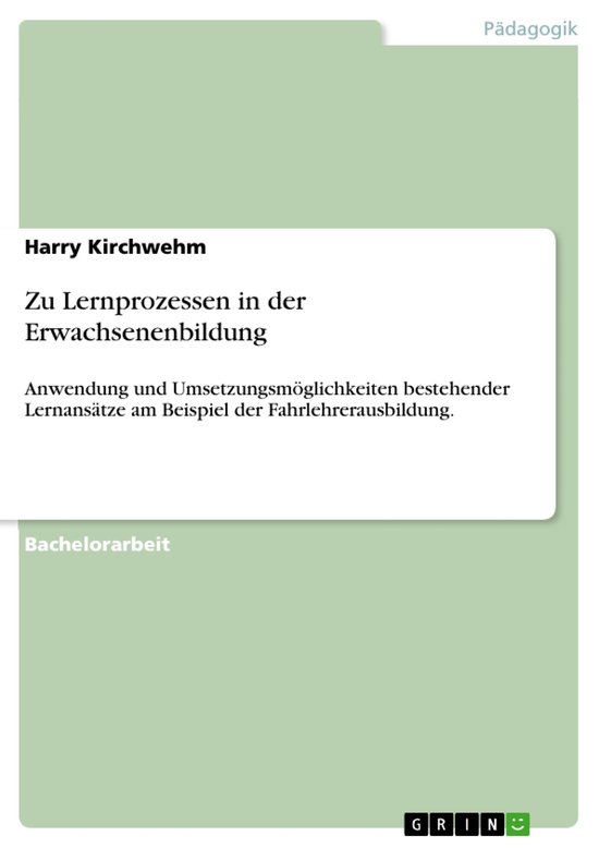 Zu Lernprozessen in der Erwachsenenbildung - cover