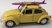 Volkswagen kever met surfplank Welly 42343SB geel