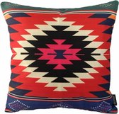 Blue Aztec Kussenhoes | Katoen/Linnen | 45 x 45 cm