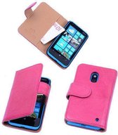 BestCases Luxe Echt Lederen Booktype Hoesje Nokia Lumia 620 Roze