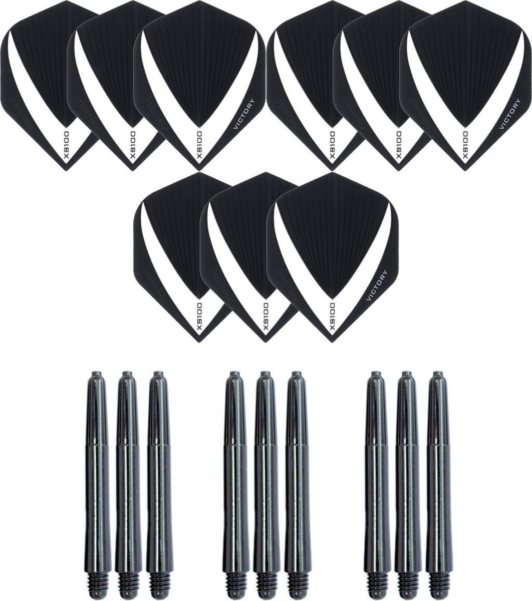3 sets (9 stuks) Super Sterke - Wit/Clear - Vista-X - darts flights - inclusief 3 sets (9 stuks) - medium - darts shafts