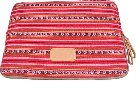 Lisen – Laptop Sleeve tot 15 inch – 39 x 27,5 x 1,5 cm - Bohemian Style – Rood