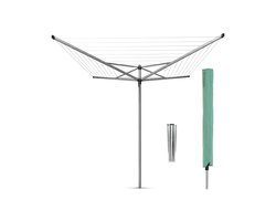 Brabantia Topspinner Droogmolen - 50 m - met Metalen Grondanker en Beschermhoes - Metallic Grey
