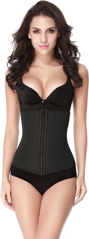 LaFaja Waist Trainer - 100 % Latex Afslankband - Zip & Clip sluiting - Zwart - Maat M (kledingmaat 36/38)