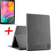 Hoes geschikt voor Samsung Galaxy Tab A 10.1 2019 + Screenprotector - Canvas Eco Leer Book Case - iCall - Grijs