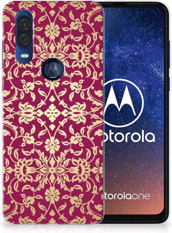 Motorola One Vision Siliconen Hoesje Barok Pink