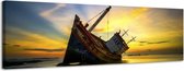 Scheepswrak - Canvas Schilderij Panorama 118 x 36 cm