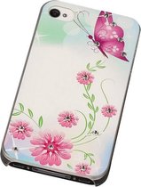 MP Case Roze Vlinder design hardcase hoesje met strass voor de iPhone 4 4s