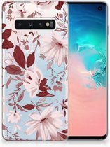 Coque Téléphone pour Samsung Galaxy S10 Housse TPU Silicone Etui Fleurs Aquarelle