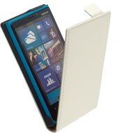 LELYCASE Lederen Flip Case Cover Cover Nokia Lumia 920 Wit