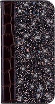 Shop4 - Samsung Galaxy S10 Hoesje - Book Case Krokodil en Glitters Zwart