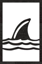 Haaienvin Hout 65 x 100 cm Black - Wanddecoratie