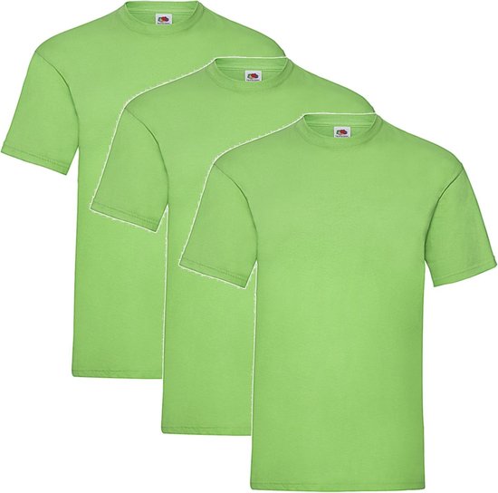 3 Pack Shirts Fruit of the Loom Ronde Hals Lime Green Maat L Valueweight