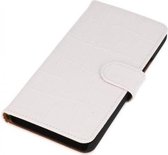 Croco Bookstyle Wallet Case Hoesjes voor Galaxy C7 Wit