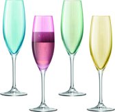 LSA Polka  Champagneflutes - Set van 4 Stuks - Pastel - Assorti