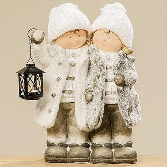 Moortje Winterkinderen - Kerst lantaarn - Aardewerk - 44 cm | bol