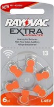 Piles pour prothèses auditives Rayovac 13 Advanced Extra 6 pièces - 9x5x1cm