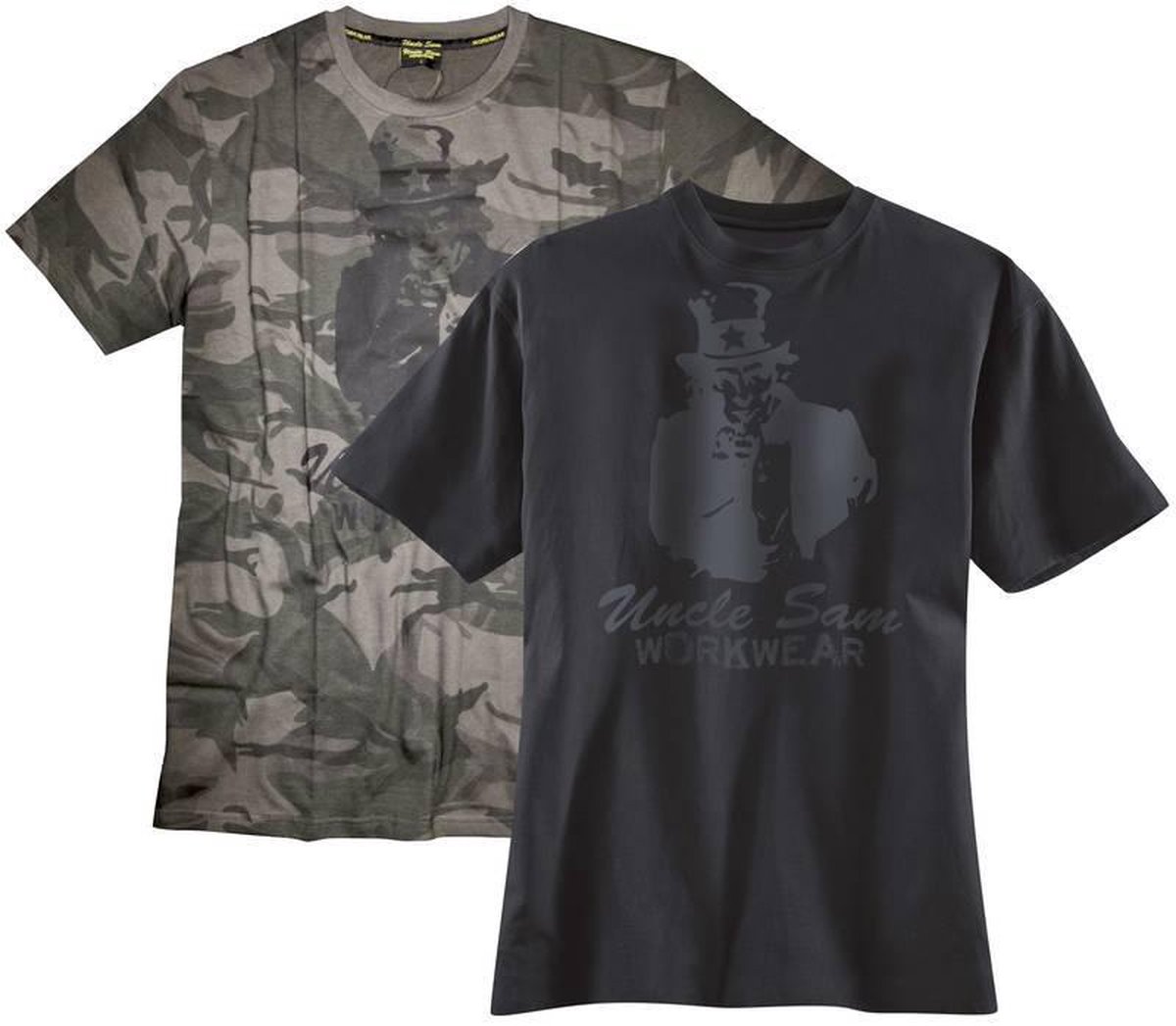 Uncle Sam WORKWEAR T-shirt - met ronde hals en opdruk camouflage - maat XXL
