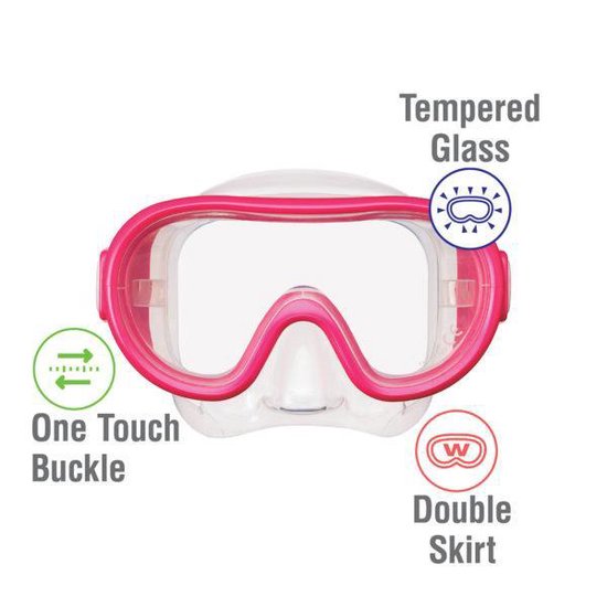 ReefTourer- RC-0203- Snorkelmasker- Snorkelset voor kinderen tot ong. 10 jaar- roze - ReefTourer