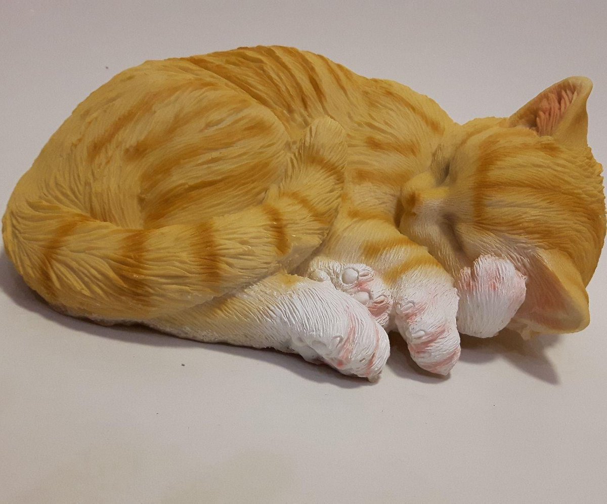 Rijk Stemmen antwoord levensechte slapende kat rood, van polystone | bol.com