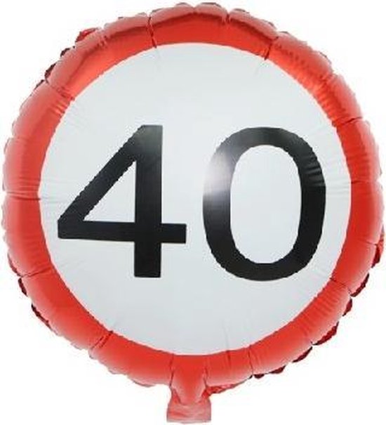 Ballon 40 jaar verkeersbord - Feest versiering – Verjaardag versieringen – Ballonnen – 40 jaar verjaardag