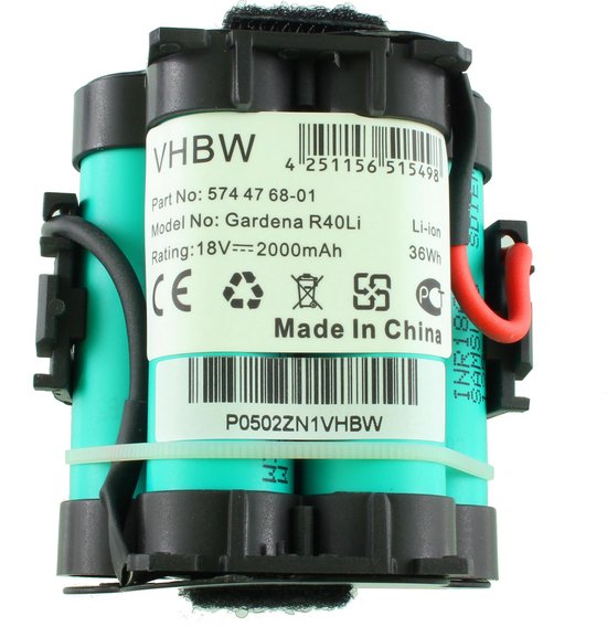 Li-ion accu/batterij, 2500 mAh, voor onder andere Gardena R40Li en Husqvarna  Automower 305 | bol.com