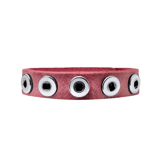 Bracelet en cuir pour femme Quiges pour boutons poussoirs / morceaux de 12 mm rose - EBK033