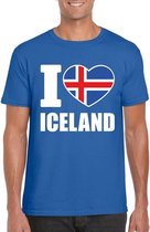Blauw I love Ijsland supporter shirt heren - Ijslands t-shirt heren M