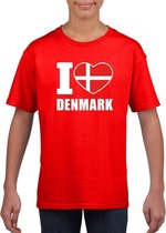 Rood I love Denemarken fan shirt kinderen M (134-140)