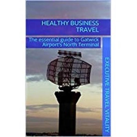 Boek "Healthy Business Travel" met een radarinstallatie op de voorgrond.