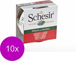 10x Schesir Hondenvoer Kipfilet en Rundvlees in Gelei 150 gr