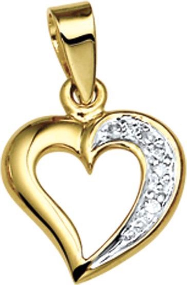 The Jewelry Collection Hanger Hart Diamant 0.018 Ct. - Geelgoud (14 Krt.)