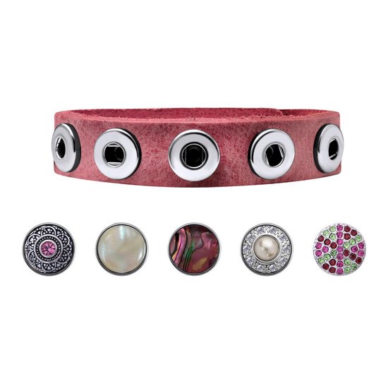 Quiges - Drukknoop Mini 12mm Zirkonia Roze - EBCMK173