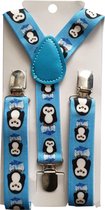 Fako Fashion® - Kinder Bretels - Kinderbretels - Print - Pinguïn - 65cm - Blauw