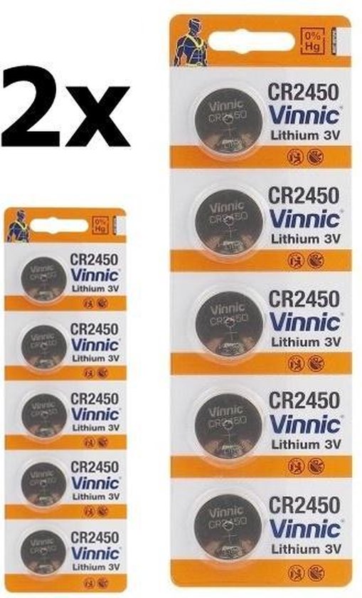 2 Piles boutons CR2450 2450 DL2450 au lithium 3V Duracell - Piles